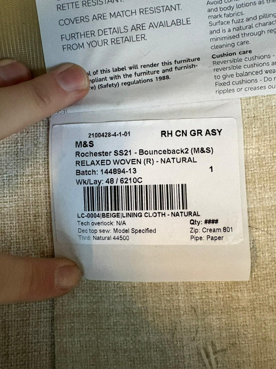 M&S Marks and Spencer - Rochester Fabric Corner Sofa - RRP £1998