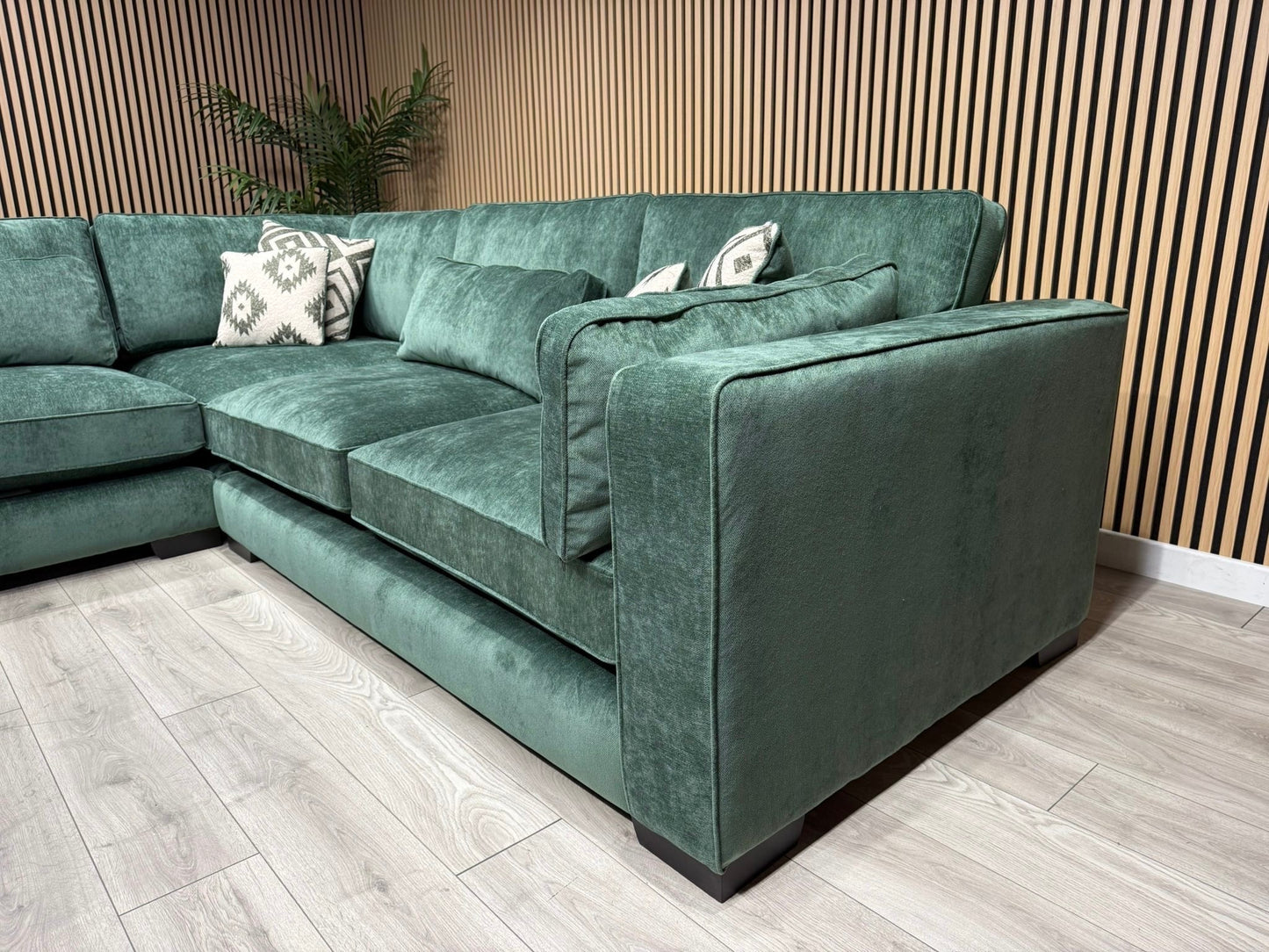 Sofology CAVALLI Style Fabric Open Chaise LHF Corner Sofa + Footstool - RRP £5398