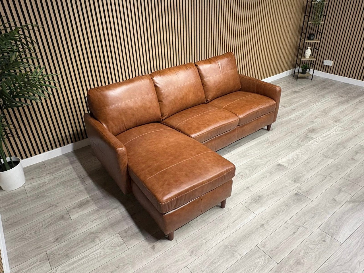 John Lewis BAILEY Style LHF Leather 3 Seater Chaise End Sofa, Tan - RRP £3,449