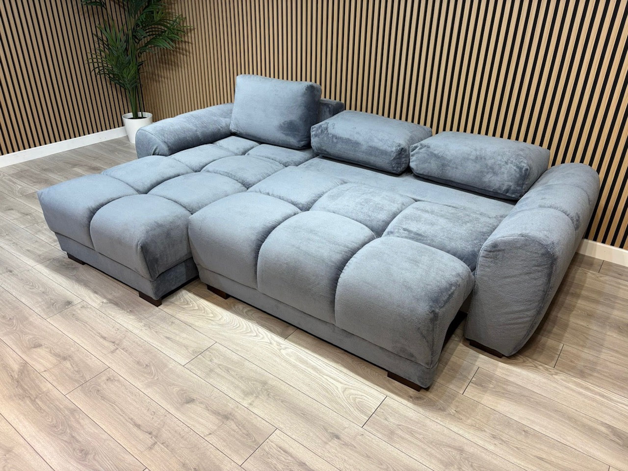 AZZURO Premium Fabric LHF Corner Chaise Sofa Bed with Storage, Grey - RRP £1,799