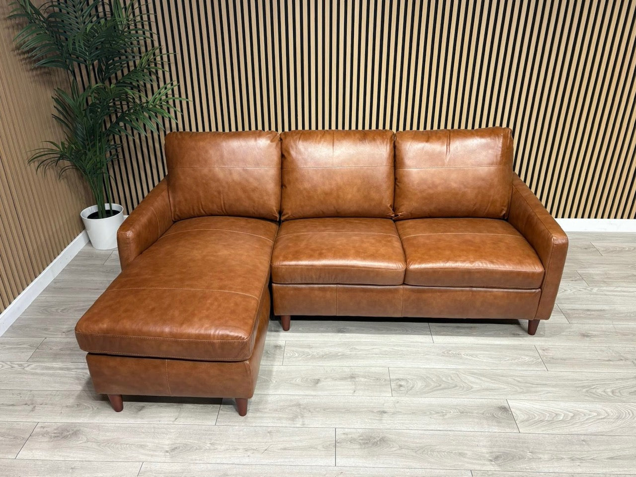John Lewis BAILEY Style LHF Leather 3 Seater Chaise End Sofa, Tan - RRP £3,449