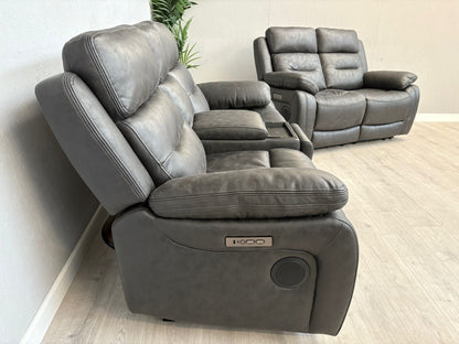 DFS Pierson 2+2 Seater Music Power Recliner Sofa Set with Console RRP £2298