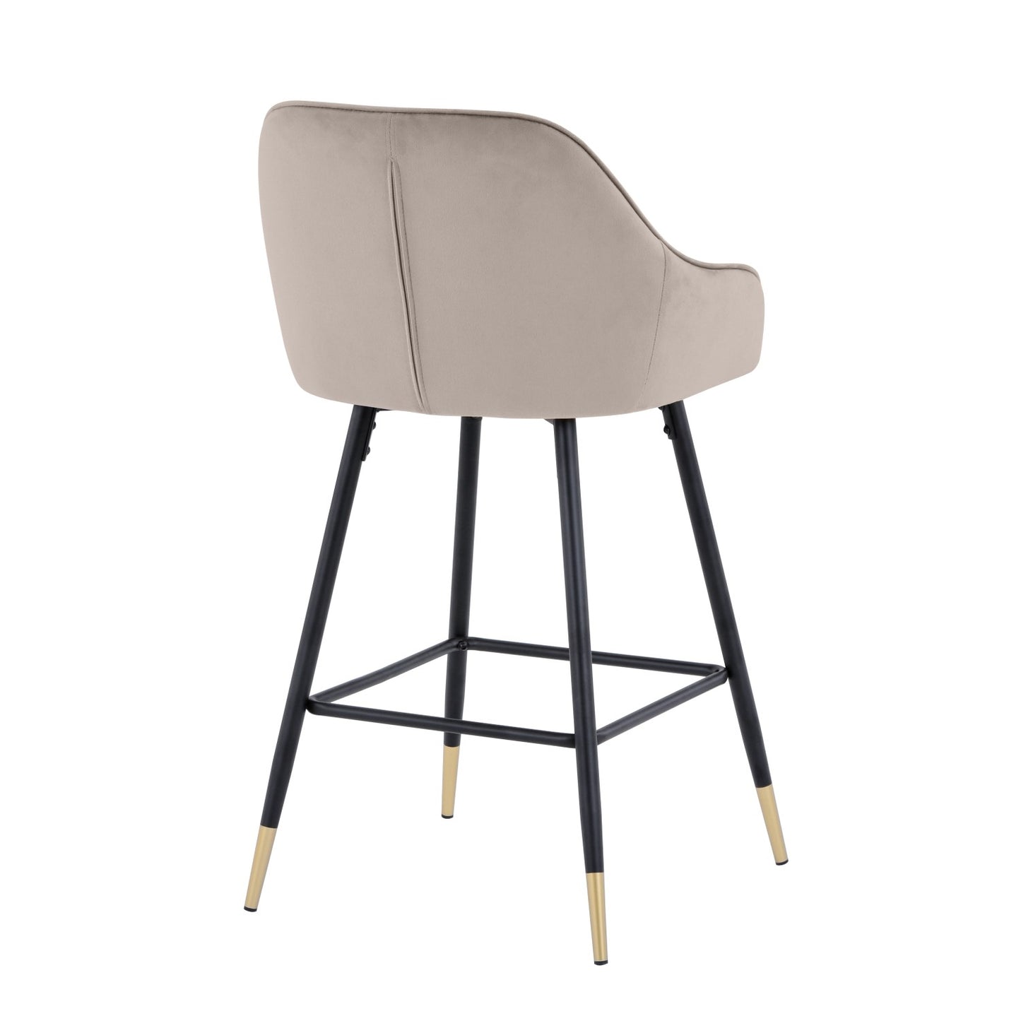 Mink Brushed Velvet Bar Stool Black and Gold Legs