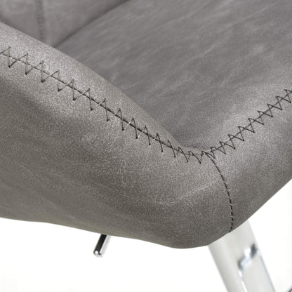Grey Fabric Adjustable Swivel Bar Stool Chrome Base