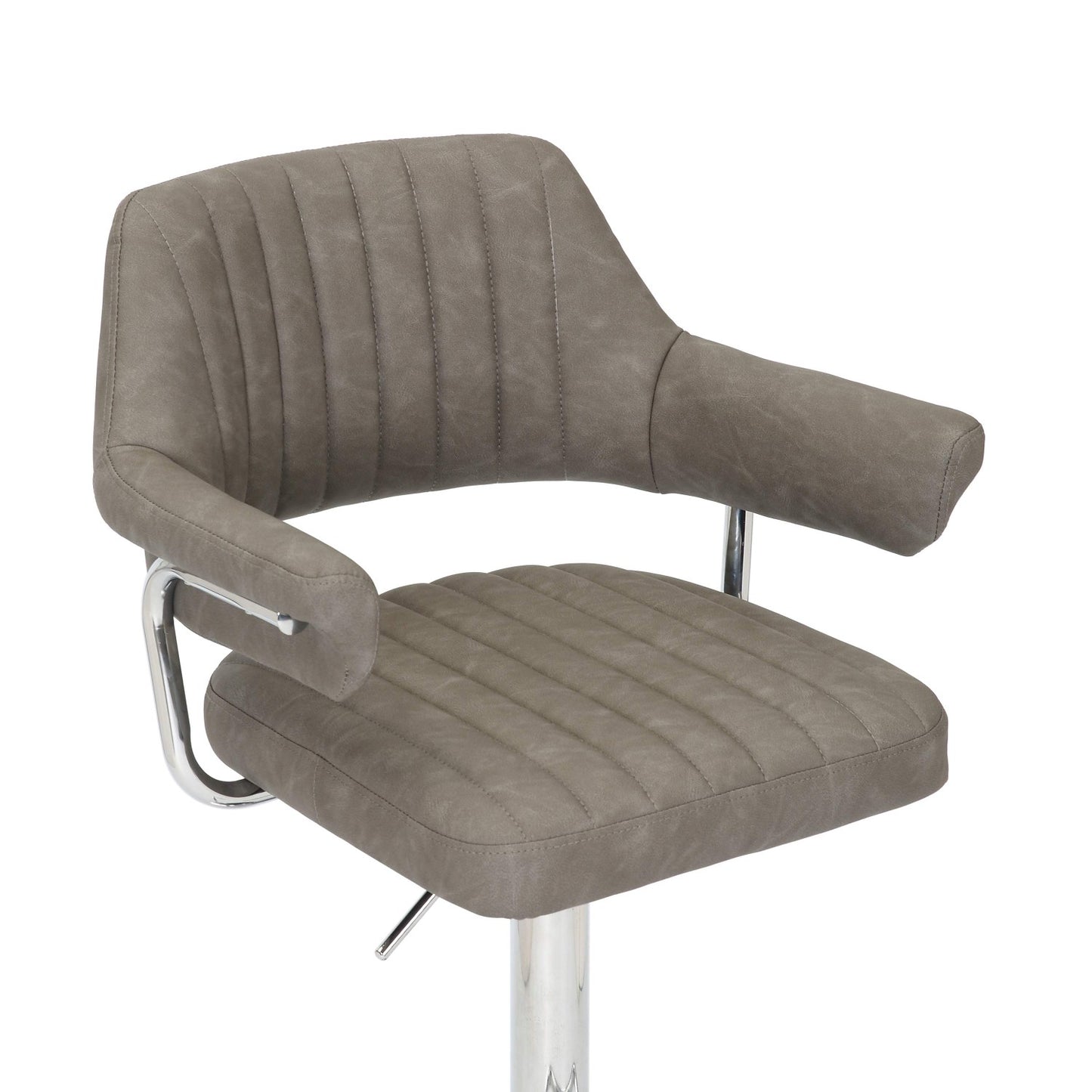 Charcoal Leather Effect Swivel Adjustable Bar Stool