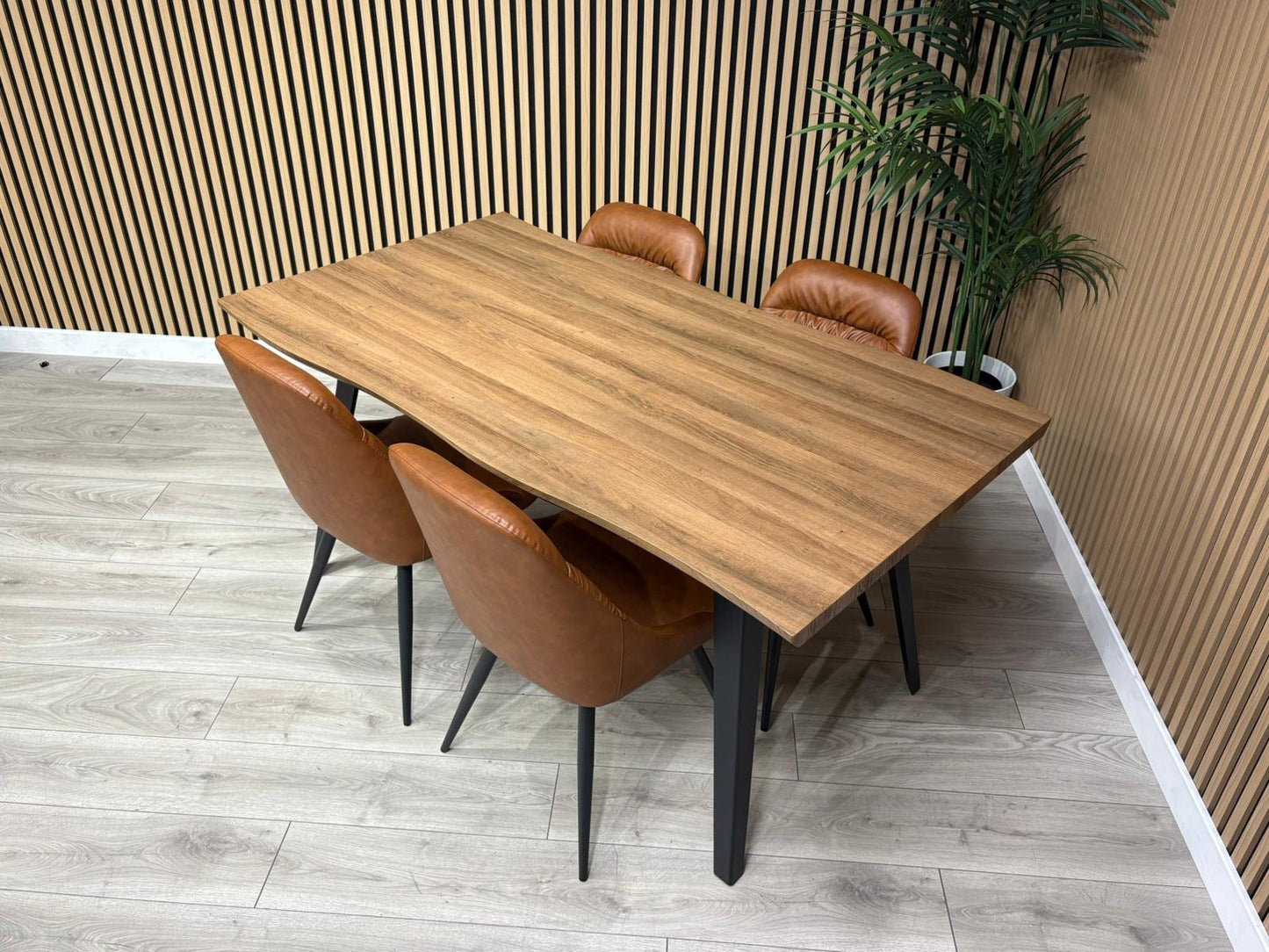 NEXT Sample - Corrine Industrial Dining Table + 4 leather effect chairs - RRP £1899