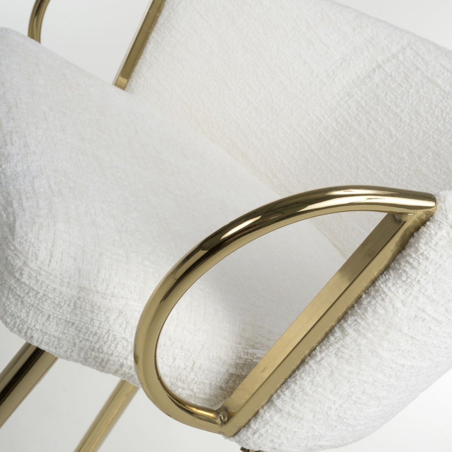 Cream Textured Fabric Kitchen Bar Stool Gold Framed