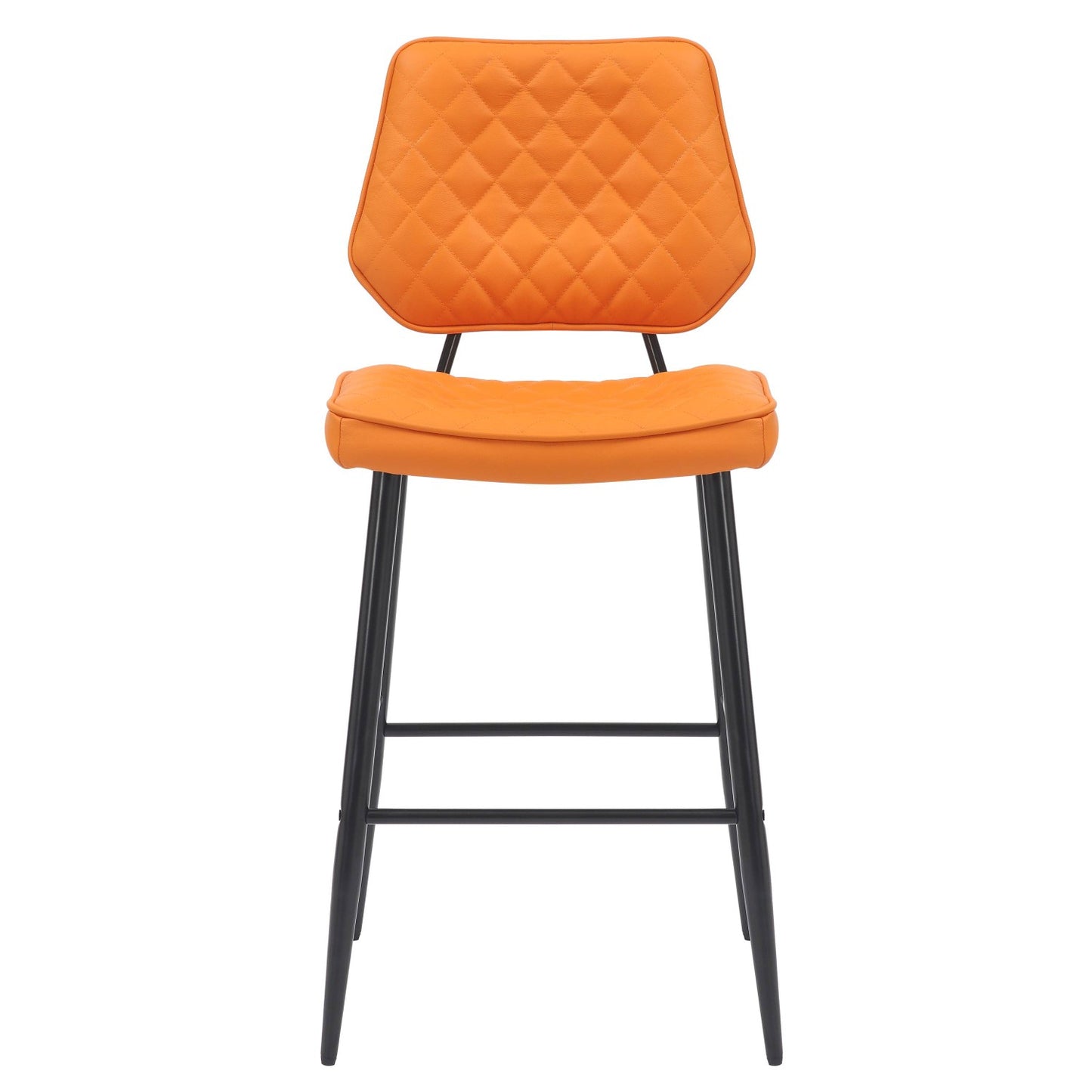 Garrick Real Leather Orange Bar Stool