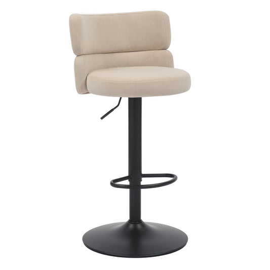 Mason Brushed Velvet Cream Black Bar Stool