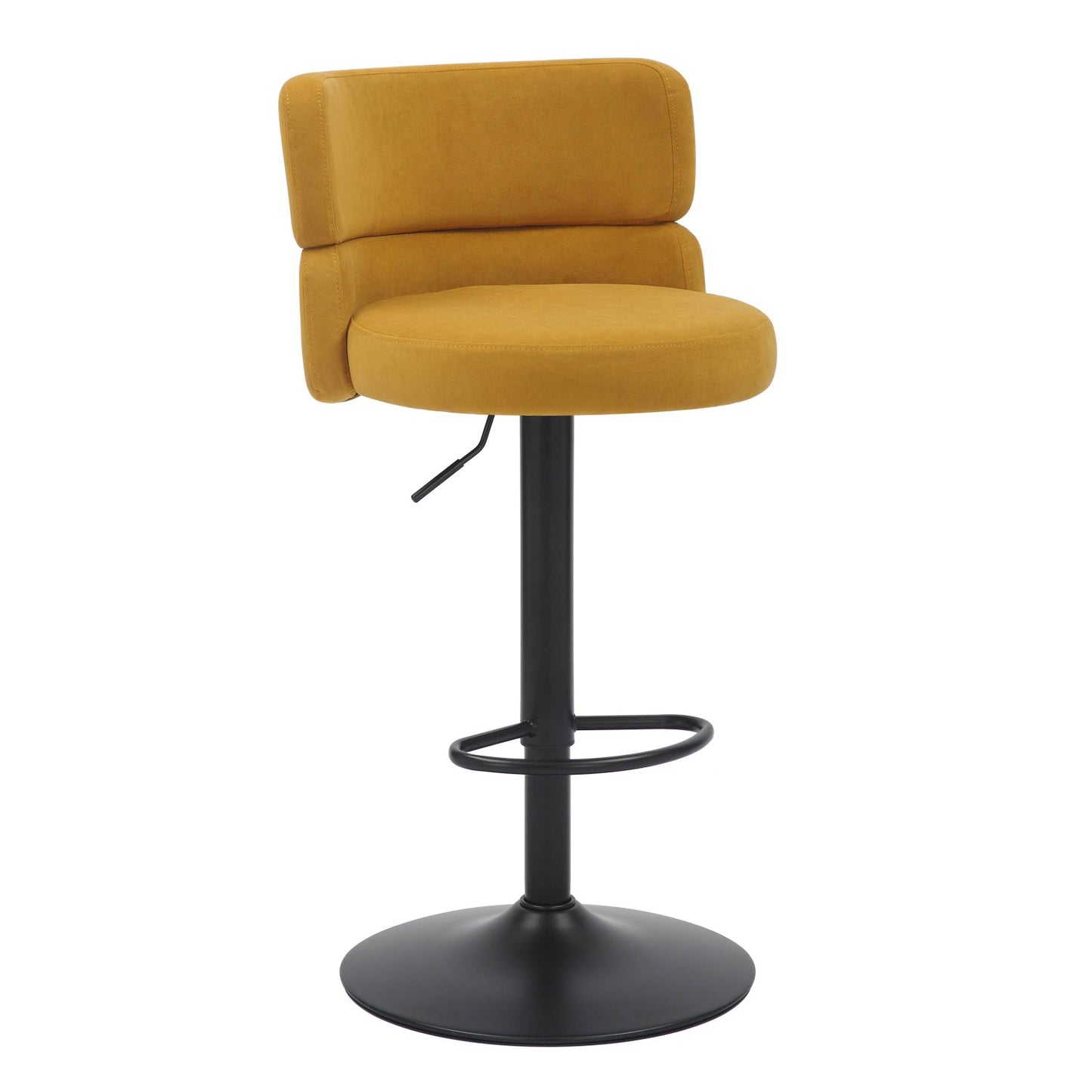 Mason Brushed Velvet Mustard Black Bar Stool