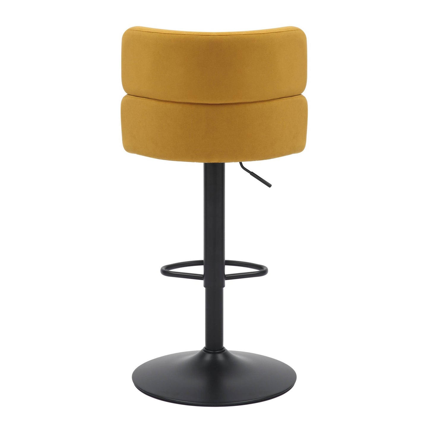 Brushed Velvet Fabric Mustard Yellow and Black Bar Stool