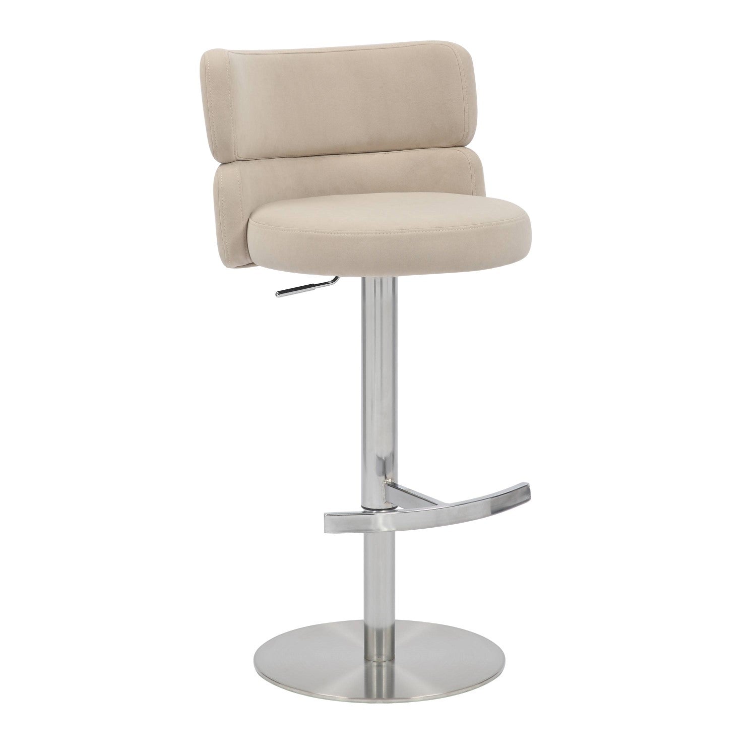 Mason Brushed Velvet Cream Brushed Steel Bar Stool