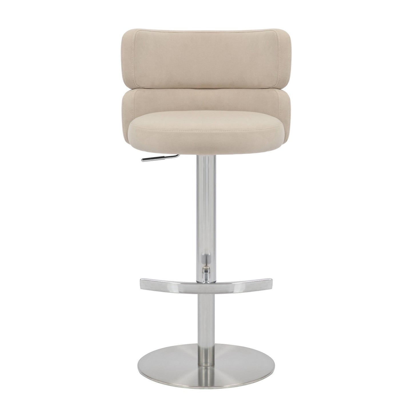 Brushed Velvet Cream Fabric Brushed Steel Bar Stool