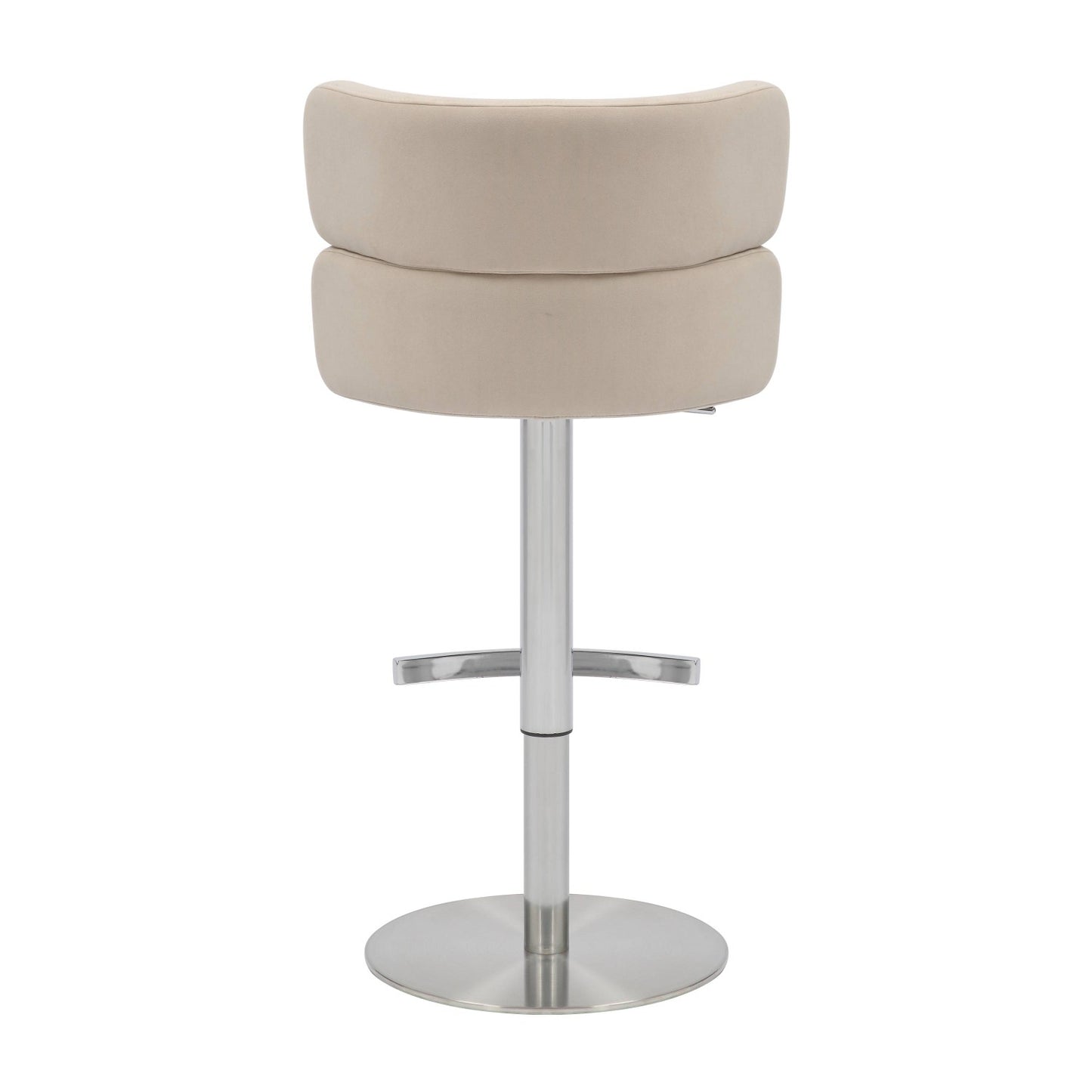 Brushed Velvet Cream Fabric Brushed Steel Bar Stool