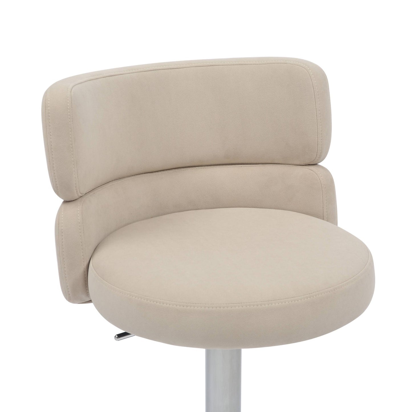 Brushed Velvet Cream Fabric Brushed Steel Bar Stool
