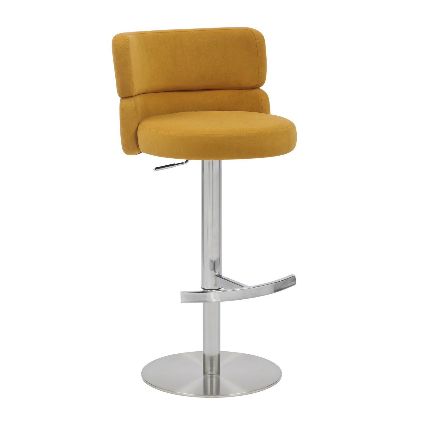 Mason Brushed Velvet Mustard Brushed Steel Bar Stool