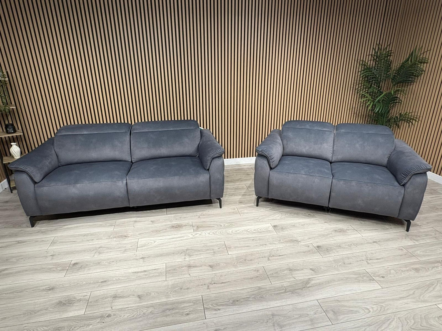 Furniture Village EZRA Style Fabric 3 Seater + 2 Seater Power Recliners - RRP £3890