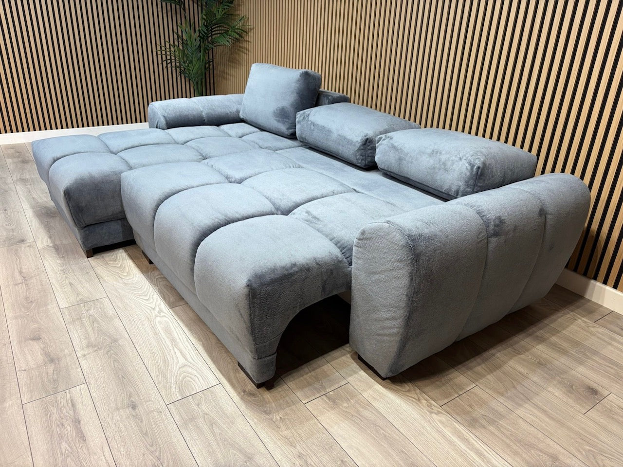 AZZURO Premium Fabric LHF Corner Chaise Sofa Bed with Storage, Grey - RRP £1,799