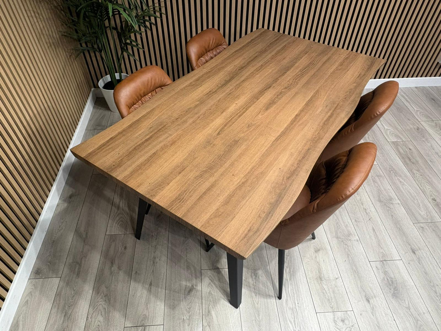 NEXT Sample - Corrine Industrial Dining Table + 4 leather effect chairs - RRP £1899