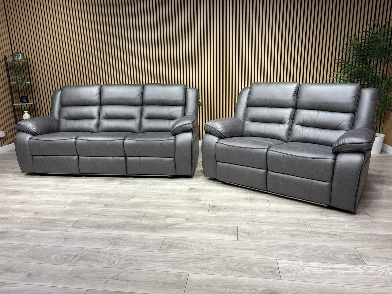 DFS Eigar Style Fabric 3+2 Seater Sofa Set Power Recliners + LED Lights RRP £2399