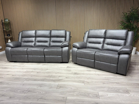 DFS Eigar Style Fabric 3+2 Seater Sofa Set Power Recliners + LED Lights RRP £2399