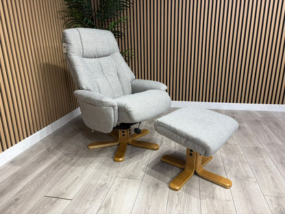 John Lewis Sample Relaxed Swivel Recliner Chair + Footstool - RRP £899