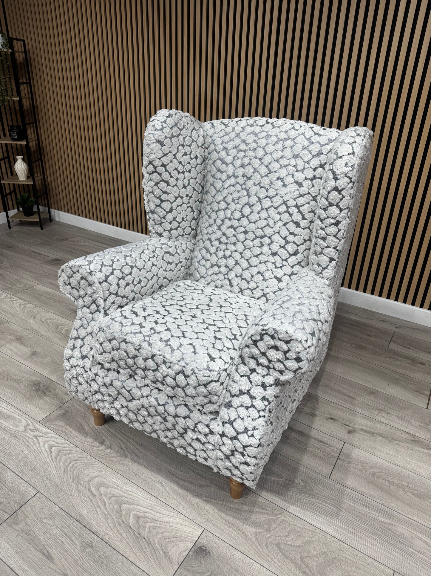 Habitat Fabric Wingback Chair / Armchair, Pebble- RRP £999