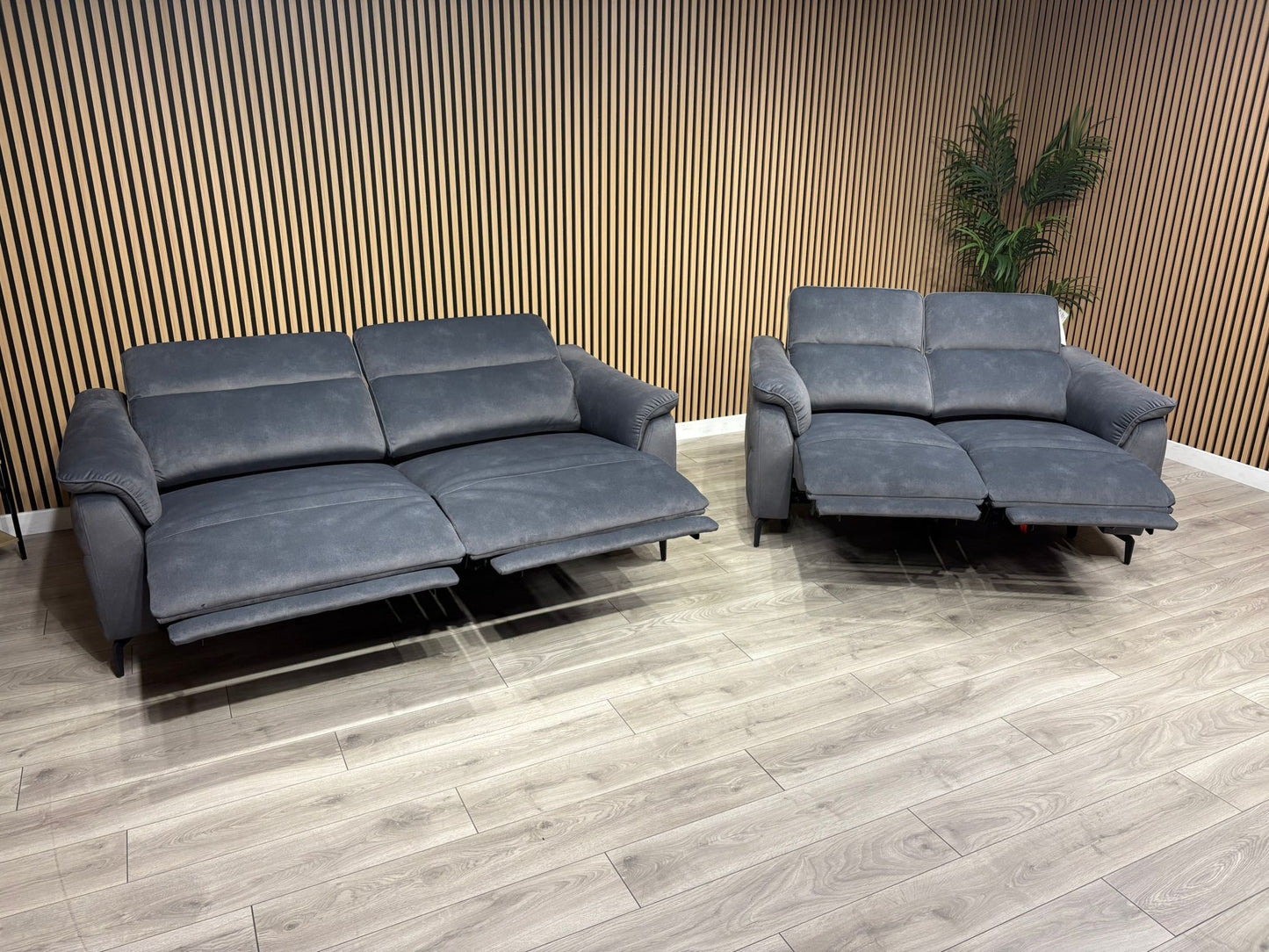 Furniture Village EZRA Style Fabric 3 Seater + 2 Seater Power Recliners - RRP £3890