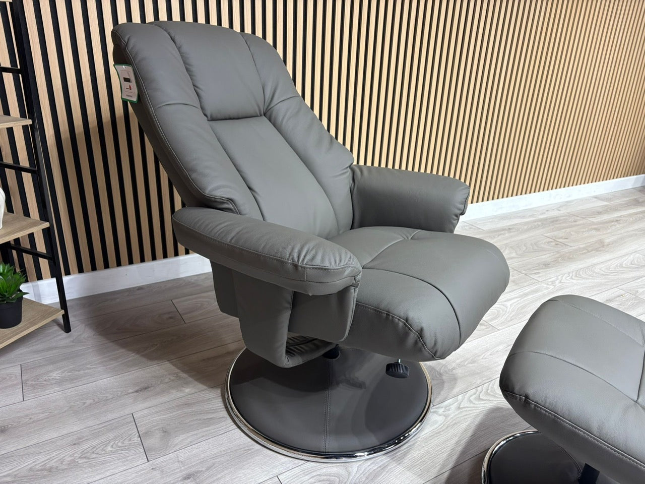 John Lewis Sample Leather Relaxed Swivel Recliner Chair + Footstool - RRP £1099