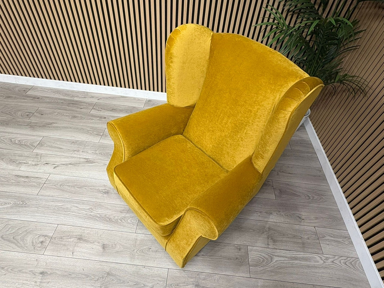 Habitat Fabric Wingback Chair / Armchair, Mustard - RRP £999