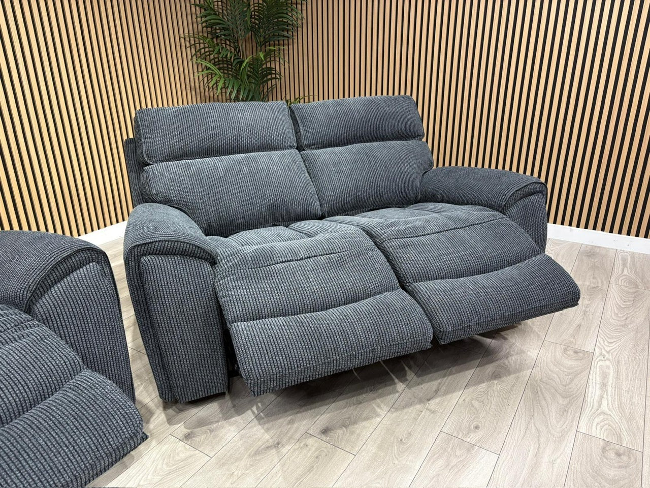 Atlanta - Fabric 3+2 Seater Sofa Set with Power Recliners, Coda Black - RRP £2478