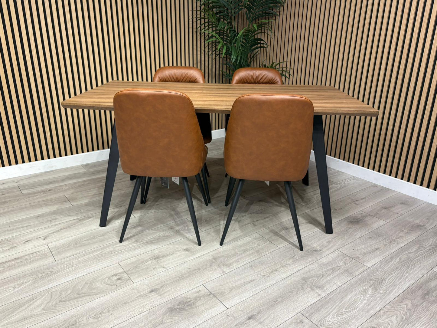 NEXT Sample - Corrine Industrial Dining Table + 4 leather effect chairs - RRP £1899