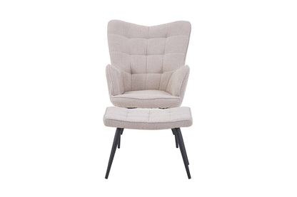 Paris Boucle Light Brown Armchair and Footstool