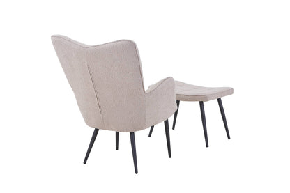 Paris Boucle Light Brown Armchair and Footstool