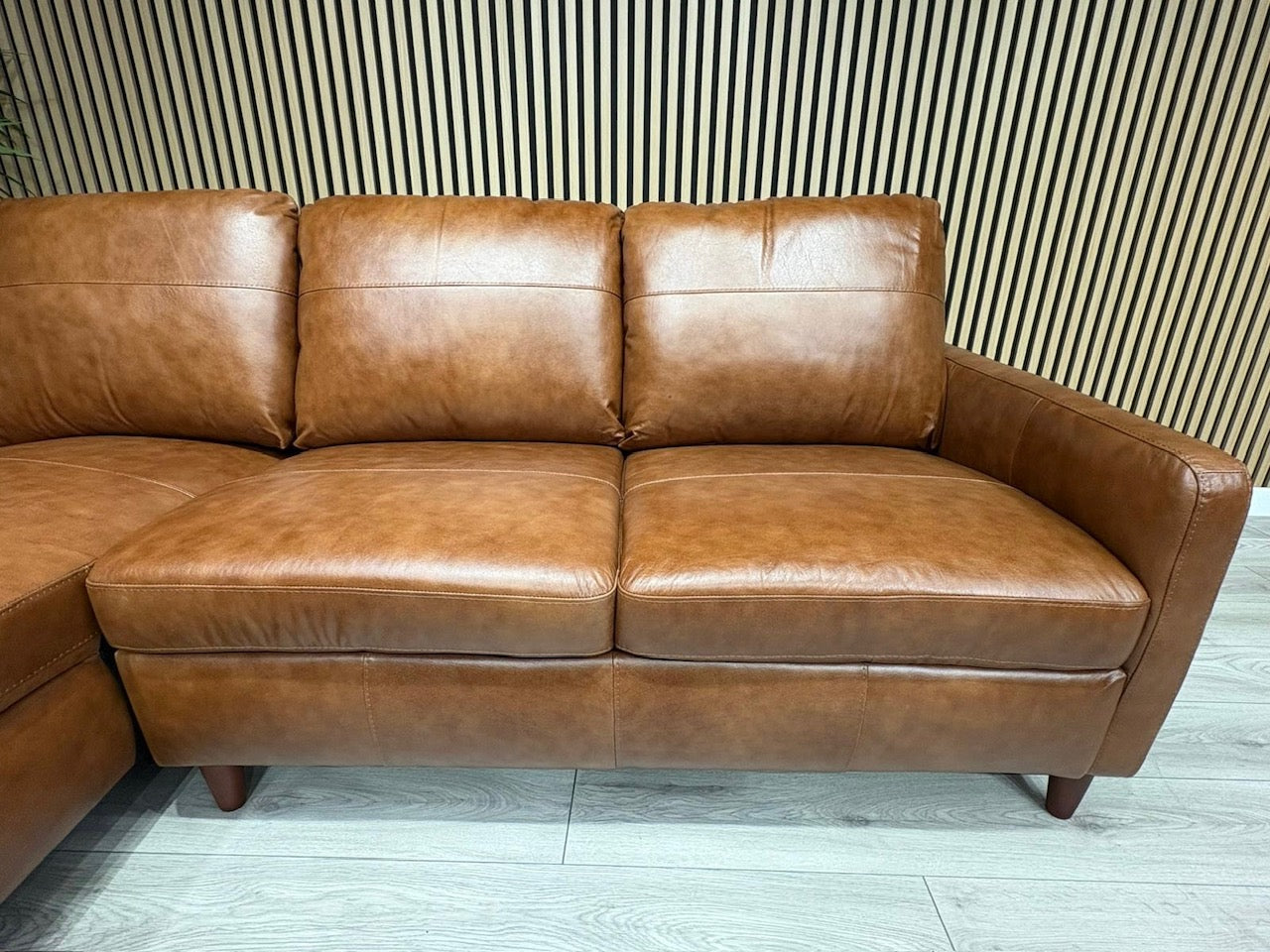 John Lewis BAILEY Style LHF Leather 3 Seater Chaise End Sofa, Tan - RRP £3,449