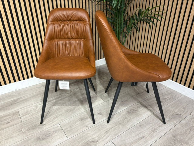 NEXT Sample - Corrine Leather Effect Tan Dining Chairs