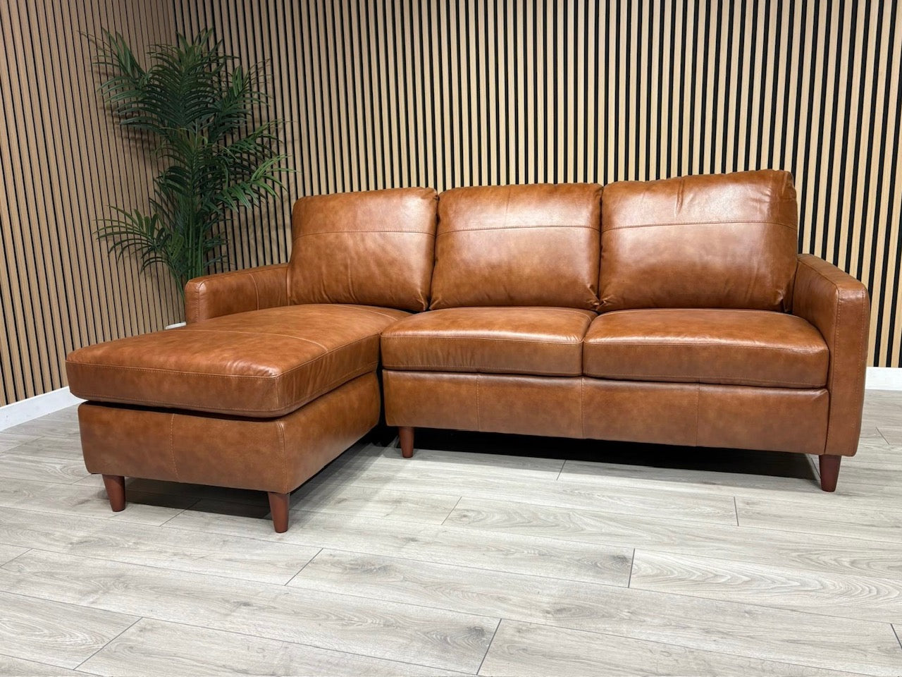 John Lewis BAILEY Style LHF Leather 3 Seater Chaise End Sofa, Tan - RRP £3,449