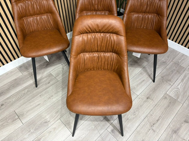 NEXT Sample - Corrine Leather Effect Tan Dining Chairs