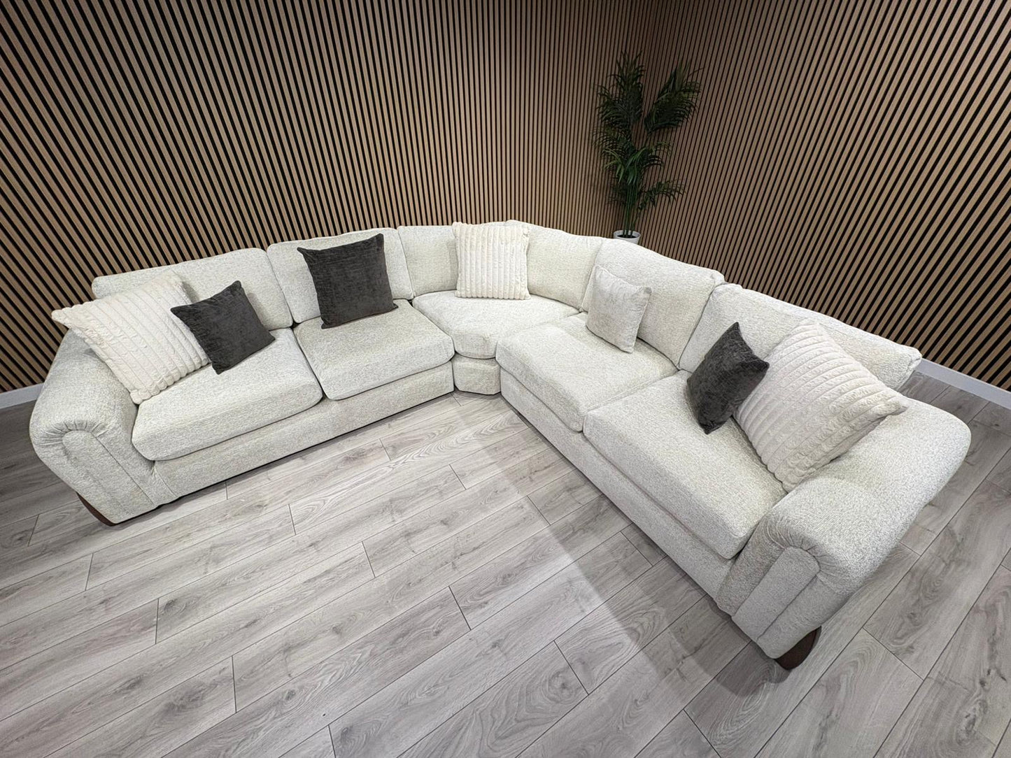 Sofology Marble Arch Style 2 Corner 2 Large Fabric Corner Sofa, Stone - RRP £3,129