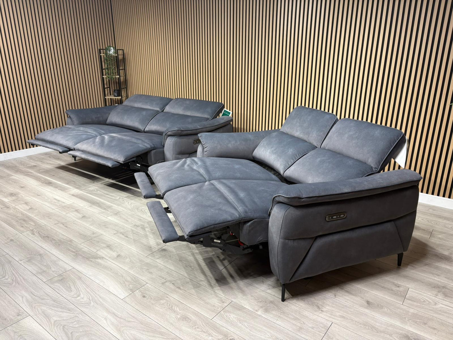 Furniture Village EZRA Style Fabric 3 Seater + 2 Seater Power Recliners - RRP £3890
