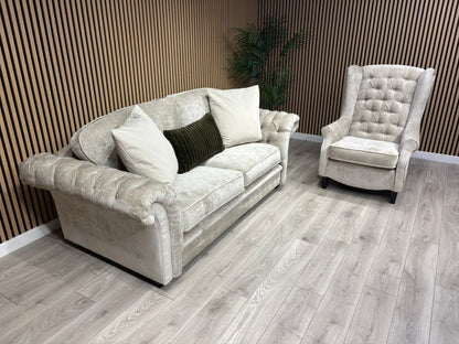 Victoria Fabric 3 Seater Sofa + Wingback Chair Set - RRP £3198