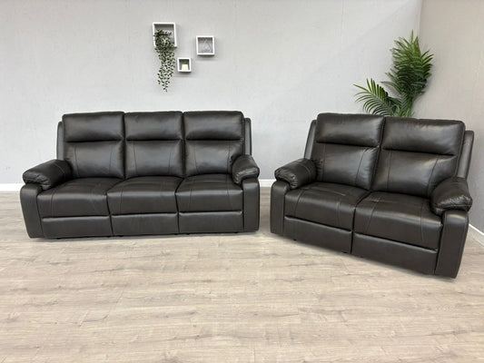 DFS Leather 3 Seater + 2 Seater Power Recliner Sofa Set - RRP £2598