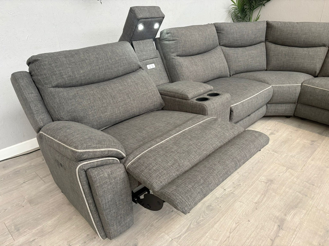 DFS Trek Fabric 2 Corner 2 Power Recliner Sofa with Console + Footstool - RRP £2578