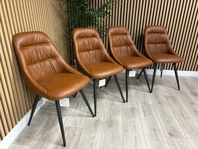 NEXT Sample - Corrine Leather Effect Tan Dining Chairs