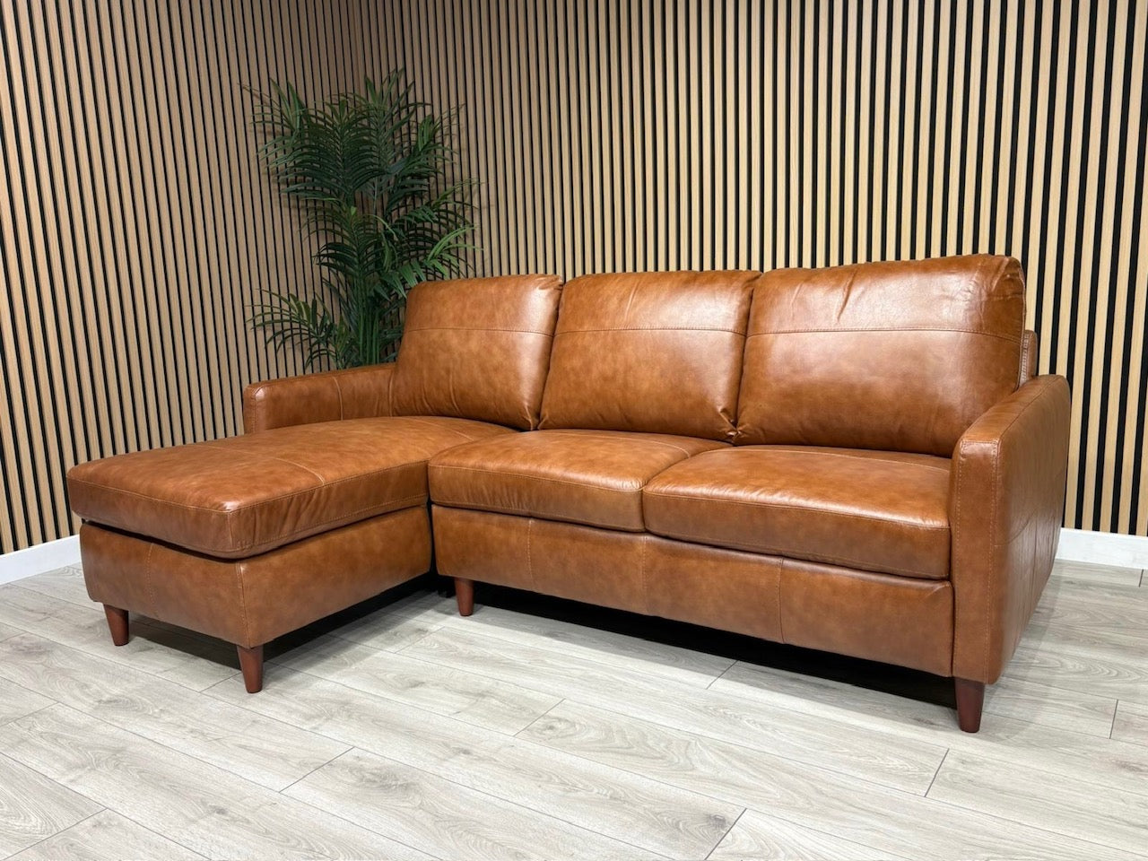 John Lewis BAILEY Style LHF Leather 3 Seater Chaise End Sofa, Tan - RRP £3,449