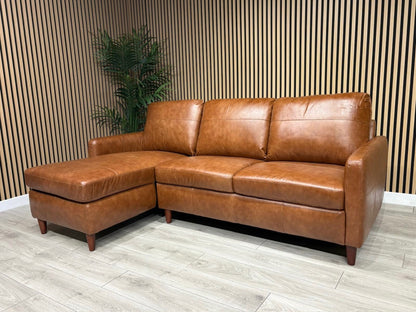 John Lewis BAILEY Style LHF Leather 3 Seater Chaise End Sofa, Tan - RRP £3,449