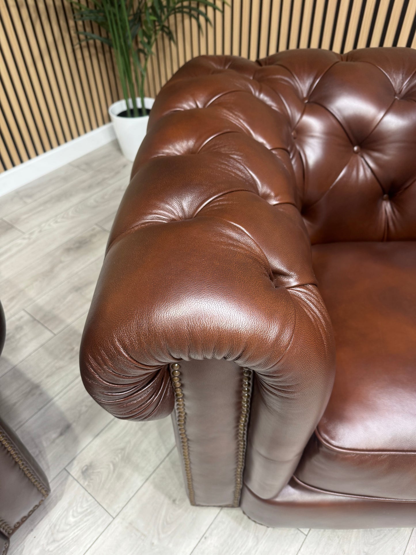 At The Helm Shackleton Style 3 Seater + 2 Armchairs Leather Chesterfield Sofa Set