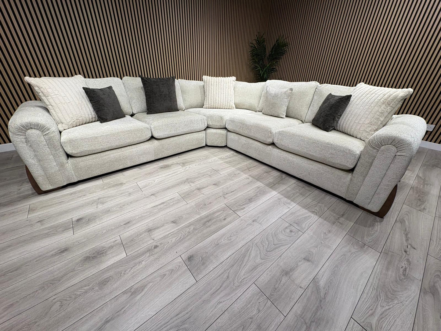 Sofology Marble Arch Style 2 Corner 2 Large Fabric Corner Sofa, Stone - RRP £3,129