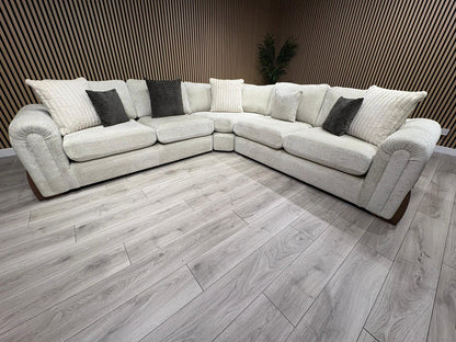 Sofology Marble Arch Style 2 Corner 2 Large Fabric Corner Sofa, Stone - RRP £3,129