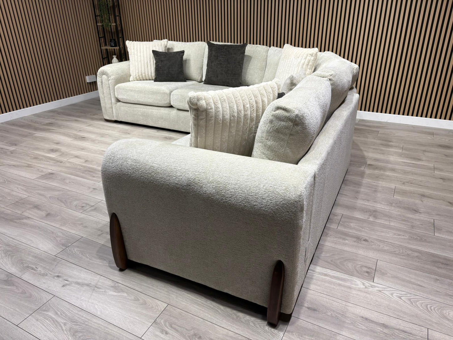 Sofology Marble Arch Style 2 Corner 2 Large Fabric Corner Sofa, Stone - RRP £3,129